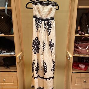 SHEIN Black and Cream Strapless Jumpsuit